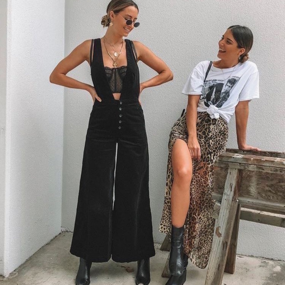 Black Bellbottom Overalls